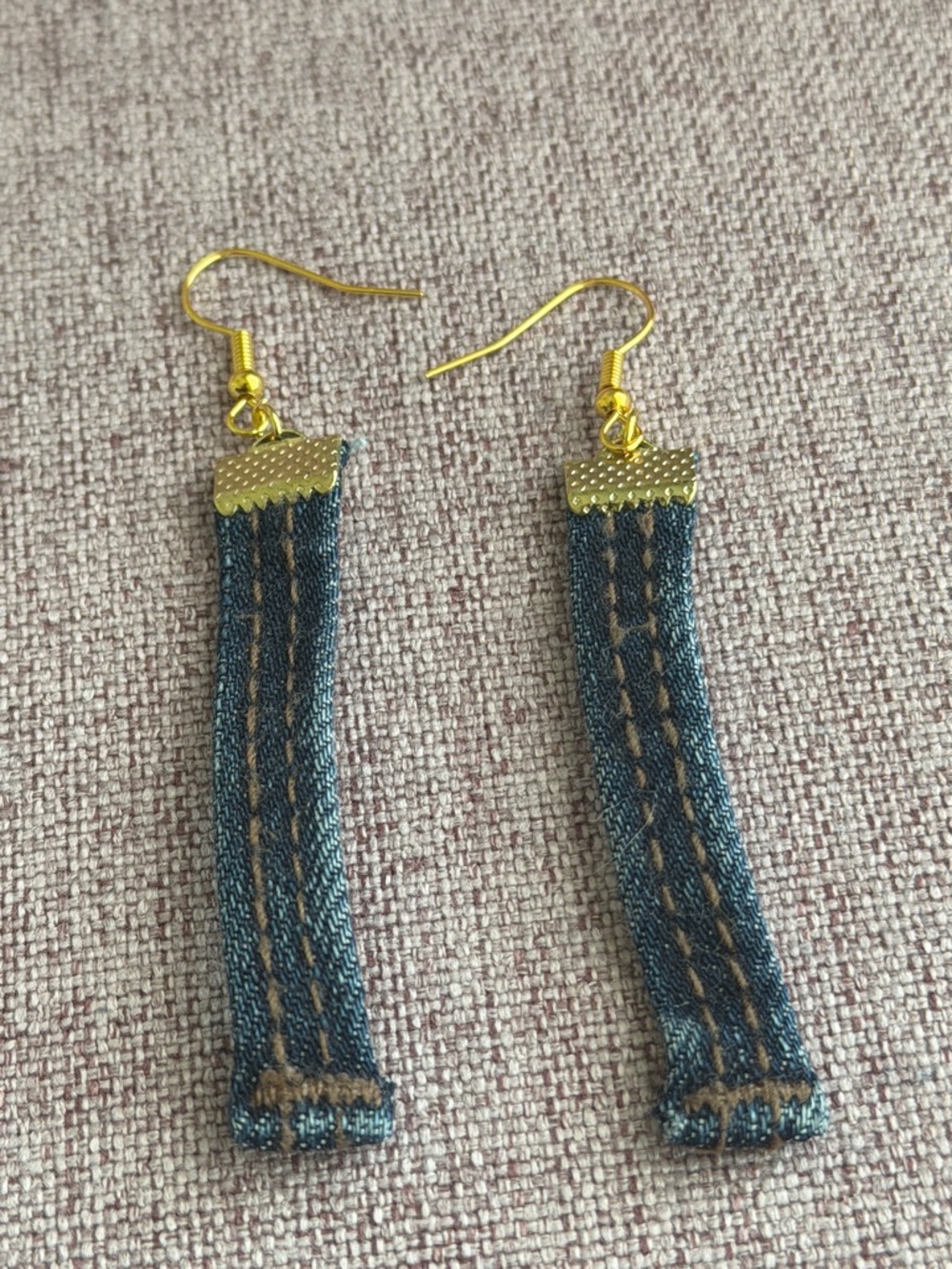 Gold-Tone Blue Denim Drop Earrings - Women Jewelry